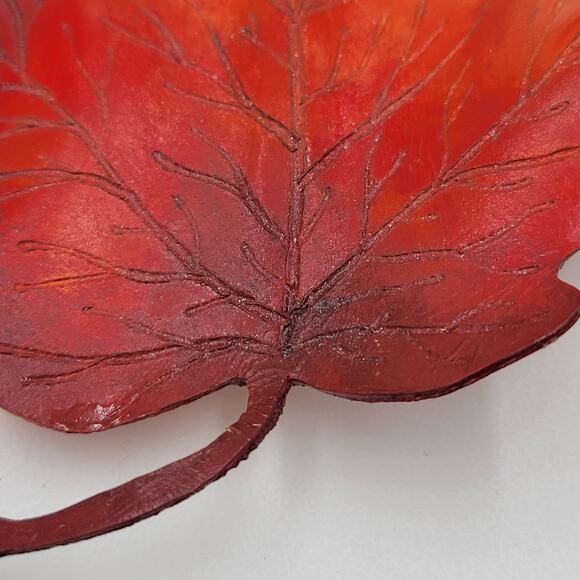 Vintage K & T Tovey Maple Tree Leaf Brooch/Pin Red Orange Autumn Fall Fashion - Picture 5 of 16